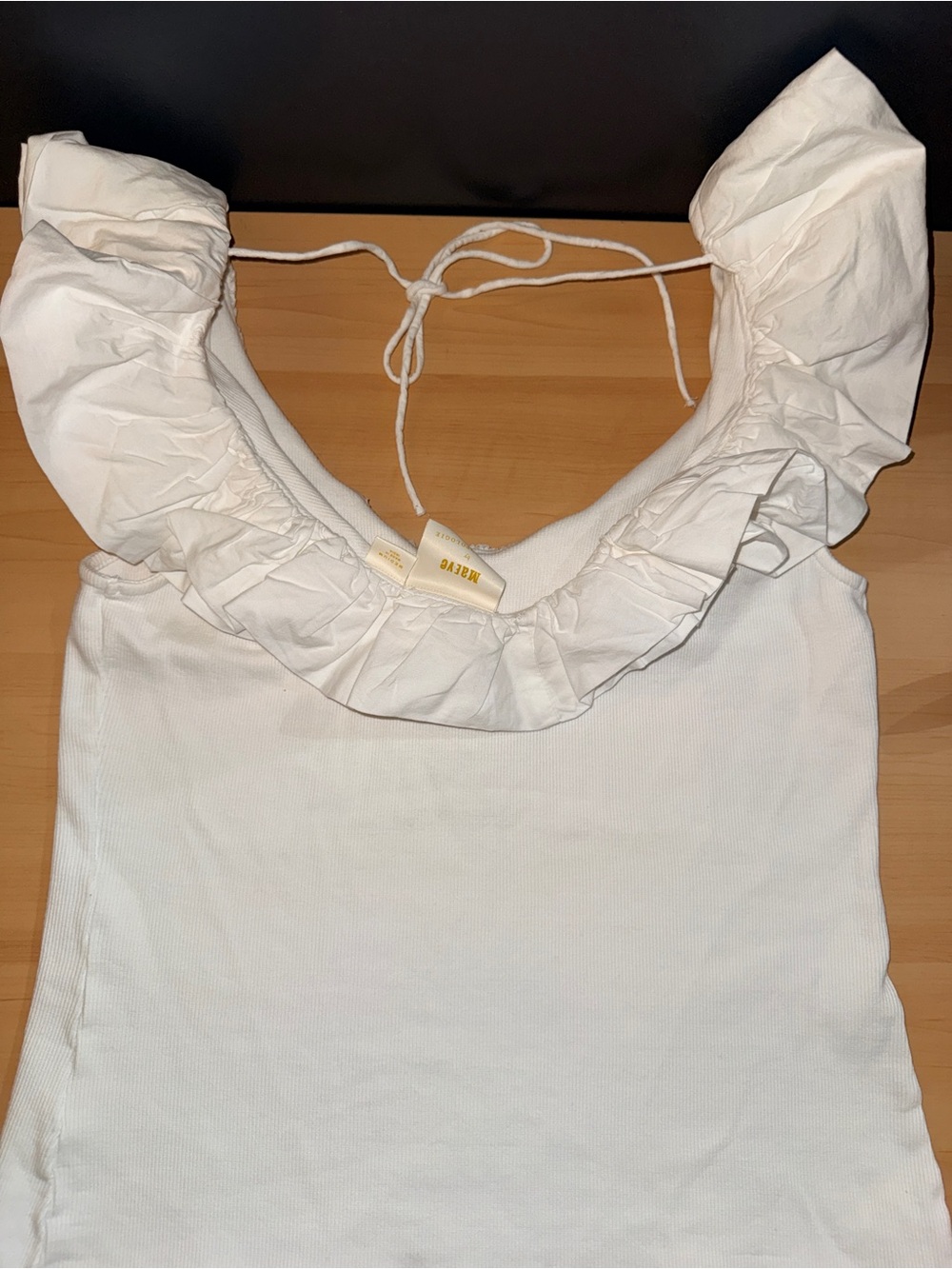 Anthropologie Maeve Ivory Ruffle-Trim Tank - Picture 3 of 4
